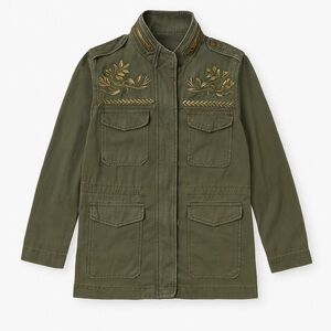 Forever 21 Full Zip Up Embroidered Military Jacket